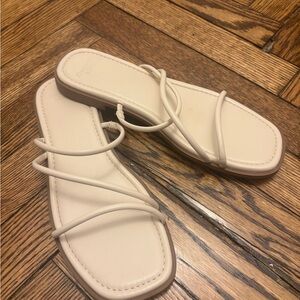 Abercrombie Strappy Slide Sandals in Cream